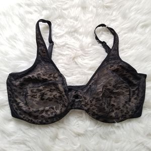 Lilyette Black Lace Deep Plunge Keyhole Bra  38D